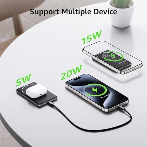 Ultra-Slim 5000 m Ah Mag Safe Power Bank – Advanced Wireless Charging for i Phone 15/14/13/12 Series, Lightweight & Portable Battery Pack for Fast On-the-Go Power Solutions