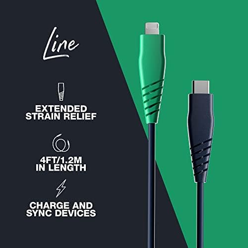 Skullcandy 20 W USB-C to Lightning Cable – 4 ft Fast Charging & Sync Cable for i Phone/Pro/Max – Stylish Blue/Green Design for Enhanced Durability and Performance