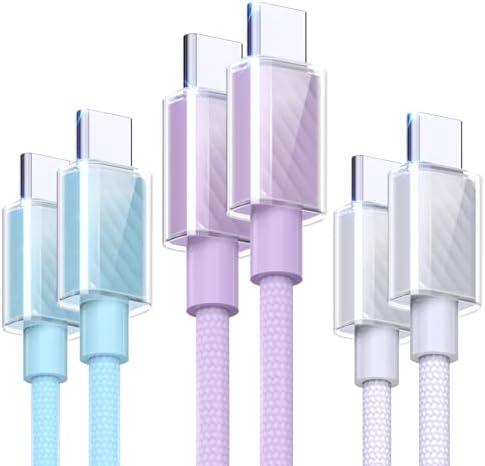 Revolutionize Your Charging Routine with the 2024 USB C Cable 60 W Fast Charging 3-Pack – Featuring 3 ft, 6 ft, & 6 ft Durable Cords, Enhanced with Ice Cool Technology for Optimal Performance with i Phone 16/16 Pro Max & Samsung Galaxy S23 – Reliable, Overheat-Proof Power Delivery for Home, Office & On-the-Go Convenience