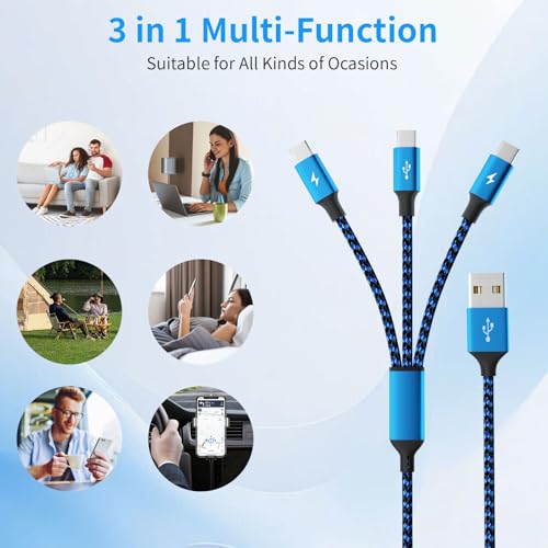 240 W 4-in-1 USB C Charging Cable – 6 FT Multi-Device Power Solution with LED Indicator for i Phone 16/15/14 Pro, Mac, i Pad, Samsung S25/S24 – Fast Charging Compatibility, Durable Design for Home & Travel