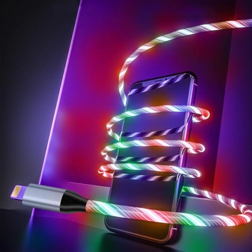 LED Light-Up i Phone Charging Cable – MFi Certified 6 FT USB A to Lightning Fast Charger for i Phone 13, 12, 11, X, XS, XR, 8, 7, 6 S, 5 S, i Pad, i Pod Touch (Durable Purple Design) – Effortless Monitoring & Enhanced Speed