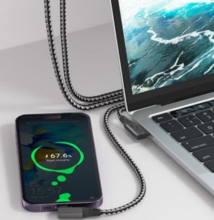 Elevate Your Connectivity with a 6-Foot USB4 Cable – Ultra-Fast 40 Gbps Data Transfer, 8 K HD Display Support, and 240 W Rapid Charging – Flexible 90-Degree Right Angle USB-C Design for Optimal Performance in Tight Spaces and Seamless Compatibility with Thunderbolt 3 & 4 Devices