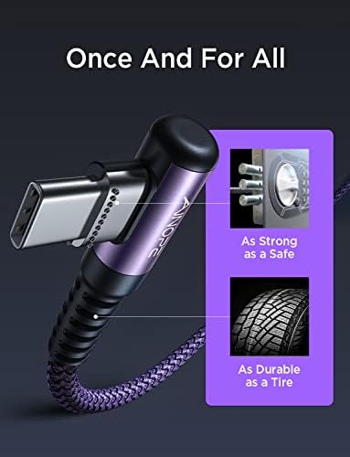Revolutionize Your Charging with AINOPE 60 W USB C Cable 2-Pack – 10 ft Durable Nylon Braided Right Angle Type C Charger for i Phone 16 Pro Max, Samsung S24, and i Pad Pro – Fast Charging, Enhanced Compatibility, and Long-Lasting Performance