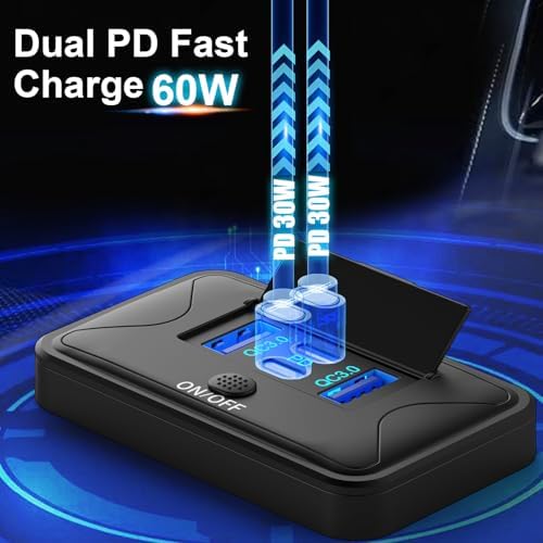 4 Port 12 V USB Outlet Wall Mount Charger – 2 Pack 78 W Fast Charging Solution with Dual PD & QC3.0 Ports, Ideal for RVs, Trucks, Marine Use & Golf Carts – Lightweight Design with Energy-Saving Button Switch for Ultimate Convenience and Compatibility