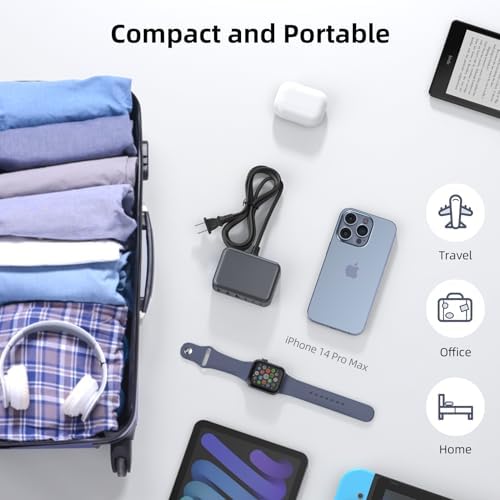 Ultimate 125 W USB-C Multi-Device Charging Station: 6-Port Fast Charger with Ga N Technology for i Phone, i Pad, Apple Watch, Galaxy S23 & More – Compact Power Hub for Home & Office Efficiency