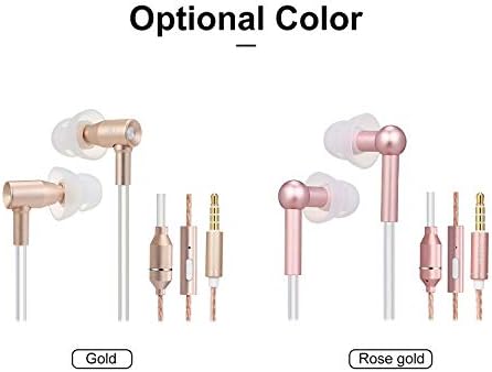 Docooler EMF-Free Air Tube Earbud Headphones – Stylish Rose Gold In-Ear Stereo Earphones with Microphone, Volume Control & Broad Smart Device Compatibility for Enhanced Sound Quality and Health Safety