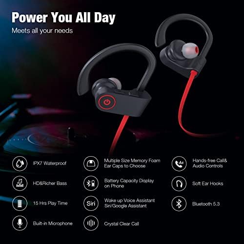 Boean Bluetooth 5.3 Wireless Earbuds – IPX7 Waterproof Running Headphones with 16 Hours Battery Life, Immersive Stereo Sound Isolation, and Enhanced Device Compatibility for Workout Enthusiasts and Active Lifestyles