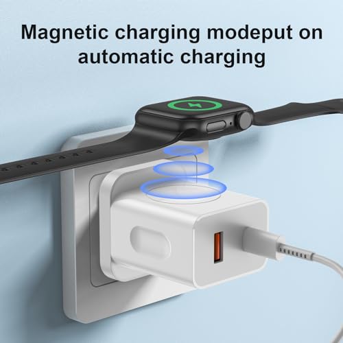 Ultimate 20 W Magnetic Wireless Charger for Apple Watch & i Phone – 3-in-1 Fast Charging Block with Dual USB-C Ports for Seamless Travel Power Solutions – Fully Compatible with All Apple Watch Models and i Phone Devices