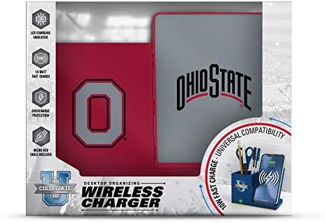 NCAA Unisex Fast Wireless Charging Stand & Desk Organizer – Stylish Multi-Device Charger for Sports Enthusiasts, Efficient Workspace Solution with Built-in Accessory Compartments