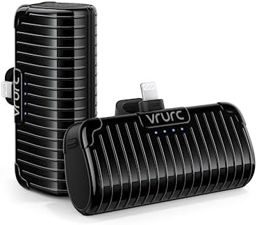 VRURC Mini Portable Charger Duo – Compact 3500 m Ah Power Bank Set with Built-in Cable for i Phone 14/13/12/11/X/8/7/Pro/Max & Air Pods Pro – Lightweight, Sleek Black Design for Effortless On-the-Go Charging & Enhanced Compatibility