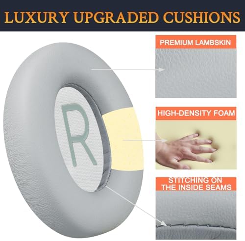 Transform Your Audio Experience with SOULWIT Lambskin Replacement Earpads for Bose 700 Headphones – Luxurious Comfort Meets High-Density Noise Isolation Foam, Enhanced Thickness for Extended Listening Bliss – Stylish Grey Finish for Perfect Compatibility and Performance