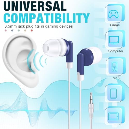 Vibrant 100 Pack Kids Wired Earbuds – Reliable Multicolor Earphones for Enhanced Classroom, Library, and Museum Learning – Lightweight, Durable Design with Superior Sound Quality for Engaging Educational Experiences