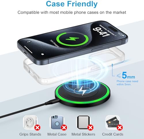 Samsung S25 Fast Wireless Charging Pad – 15 W Cordless Charger for Galaxy S24 Ultra, S23, S22, Z Fold 6, Flip 6 & Motorola razr+ 2024, Moto G Stylus 5 G – Sleek, Safe, and Efficient Charging Solution for Modern Devices