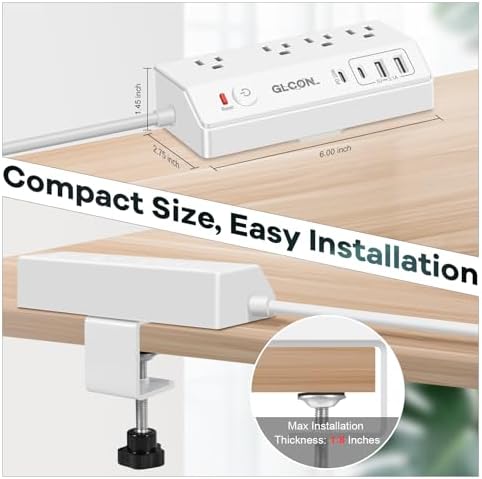 Ultimate 8-Outlet Power Strip Tower with 15 FT Extension Cord | Compact Surge Protector with 4 USB Ports & 20 W USB-C Fast Charging | Space-Saving Desk Organizer for Office & Home | Enhanced Compatibility for All Devices