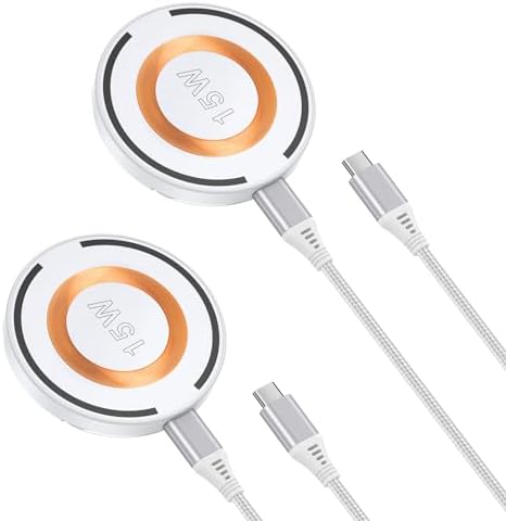 Magnetic Wireless Charger Pad – 15 W Fast Charging Station for Samsung Galaxy S24, i Phone 16 Pro Max, and Pixel 9 Pro with Built-in Kickstand for Enhanced Viewing – Universal Compatibility and Stylish Design for Home or Travel