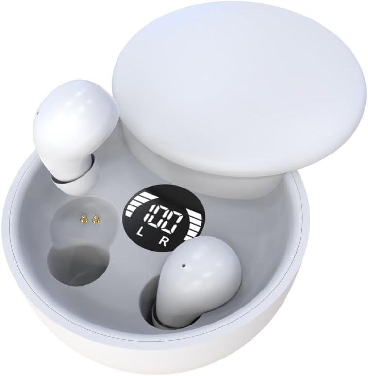 Beige Ergonomic Mini Bluetooth Earbuds – Premium Sound Quality, Hassle-Free Auto Pairing, and IPX5 Waterproof for Active Lifestyles with Ultimate Comfort and Portability