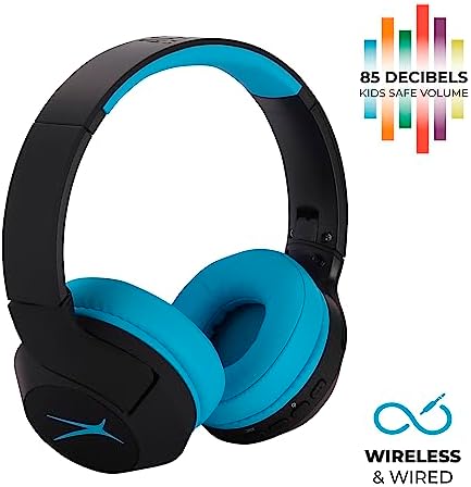 Altec Lansing Kid-Safe Wireless Headphones – Active Noise Cancellation for Children Aged 7+, 85 d B Volume Limiting, 15-Hour Battery Life, Ergonomic Foldable Design for Ultimate Comfort and Safety in Music, Movies, and Gaming