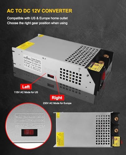 Eagwell 600 W 12 V AC to DC Power Supply Converter – High-Efficiency SMPS Adapter for RVs, LED Strips, and LCD Monitors – Reliable 50 A Output with Safety Features for Versatile Applications and Enhanced Performance