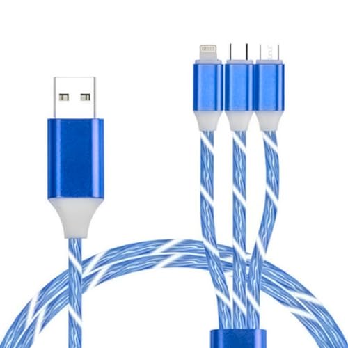 Transform Your Charging Routine with the 6-Foot 3-in-1 LED Charging Cable – Fast Charge & Data Transfer for Micro USB, Lightning, and USB-C Devices – Eye-Catching Glowing Design, Durable Construction Perfect for Home, Office, and Travel Use