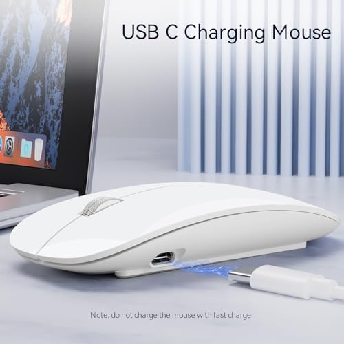 Elevate Your Computing with the Uiosmuph G11 Wireless Mouse – Stylish Purple Slim Design, USB C Rechargeable & Silent Click Technology for Effortless Precision and Comfort on Laptop, Mac, and PC