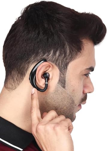 Revolutionary Men’s MBT500 Single Ear Bluetooth Headset – Advanced V5.0 Wireless Technology with Noise Cancellation for Crystal-Clear Calls, Extended Battery Life, Ergonomic Design for Comfort, Ideal for Professionals on the Move, Sleek Black Finish for Modern Aesthetics