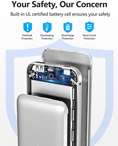Dual 10000 m Ah Portable Power Bank Set with Built-In Cables and Fast Charging – Travel-Ready USB-C Charger for i Phone & Android Devices in Sleek White & Purple Design – Ultimate Compatibility for On-the-Go Power Solutions