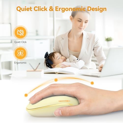 TECKNET 2.4 GHz Wireless Mouse – Ultra-Quiet & Portable Computer Companion with Adjustable DPI, USB Receiver, and Ergonomic Design for Seamless Use Across Chromebook, Laptop, PC & Mac – Enhance Productivity Effortlessly