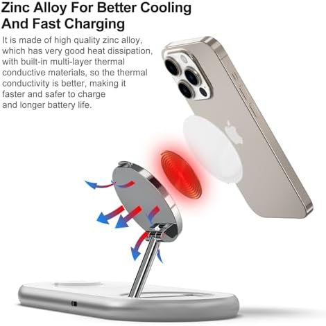 Sleek 3-in-1 Magnetic Charging Station for Apple Devices – Fast Mag-Safe Wireless Charger Stand for i Phone 16/15/14/13/12, Apple Watch, and Air Pods – Elegant Golden Design with Enhanced Compatibility and Safety Features