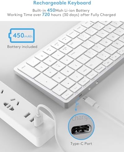 Yivandi Bluetooth Wireless Keyboard for Mac – Sleek QWERTY Design with Scissor Keys for Precision Typing, Rechargeable Battery for Extended Use, Perfectly Compatible with i Mac, Mac Book Pro, Mac Mini & i Pad – Elevate Your Workflow and Style