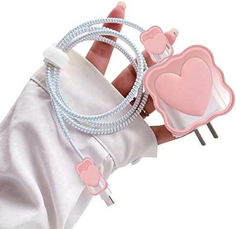 Charming Kawaii Waves DIY Cable Protector for i Phone Chargers – 3 D Love Heart Design, Durable Data Cable Saver for i Phone 11, 12, 13, 14, Pro Max, XS, XR, X, 7, 8 Plus – Lightweight & Easy to Install for Enhanced Charging Experience – Perfect i Phone Charger Accessory to Prevent Fraying and Damage