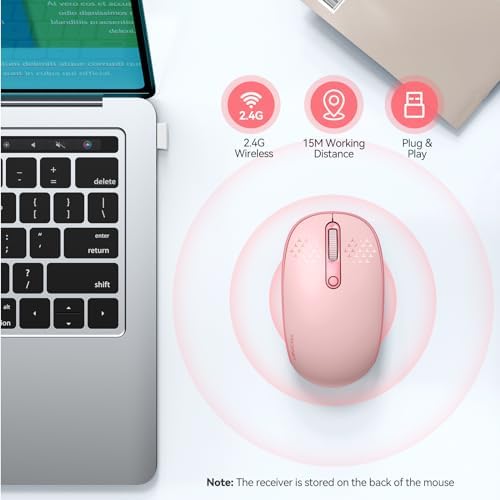 TECKNET 2.4 GHz Wireless Mouse – Ultra-Quiet & Portable Computer Companion with Adjustable DPI, USB Receiver, and Ergonomic Design for Seamless Use Across Chromebook, Laptop, PC & Mac – Enhance Productivity Effortlessly