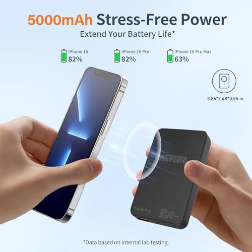 Discover the Ultimate 5000 m Ah Magnetic Portable Charger for i Phone Series – Fast 22.5 W PD Wireless Power Bank with LED Display for Effortless Charging on the Go – Sleek Black Design for Enhanced Compatibility and Travel Convenience Elevate your charging experience with this state-of-the-art 5000 m Ah mobile power bank, engineered for seamless integration with i Phone 16/15/14/13/12 models. Experience the power of 22.5 W PD fast charging that delivers rapid energy replenishment when you need it most. The innovative magnetic attachment ensures a secure connection, eliminating the hassle of tangled cords while providing reliable power throughout your day. The sleek black design not only enhances your device’s aesthetics but also features a user-friendly LED display that keeps you informed of your battery status at a glance. Whether you’re commuting, traveling, or simply out and about, this lightweight and portable charger is your essential accessory for staying connected. Crafted from premium materials for durability, this power bank is designed to withstand the rigors of daily use. Say goodbye to low battery anxiety and embrace the convenience of on-the-go charging with this cutting-edge portable charger tailored for your i Phone.