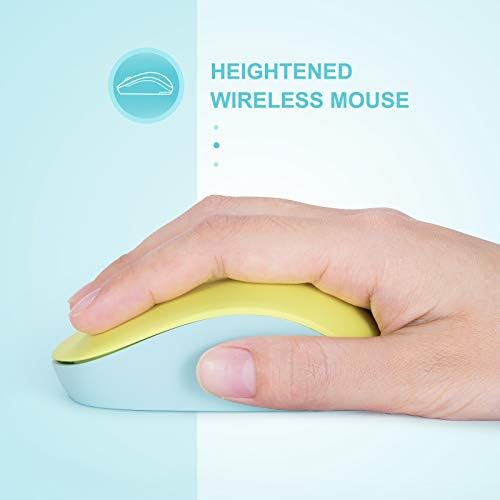 Light Blue Wireless Mouse – Ultra-Quiet 2.4 GHz Noiseless Computer Mouse with USB Receiver for Seamless Windows Experience – Portable, Ergonomic Design for Home, Office, or Travel
