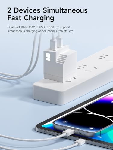 Hagibis 45 W Dual USB-C Fast Charger – Ultra-Compact Ga N Powerhouse for Rapid Device Charging – Ideal for i Phone 16, Galaxy S23 Ultra, Mac Book & More – Efficient Multi-Device Wall Charger for Home and Travel Use – Experience Unmatched Speed and Reliability