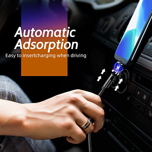 Effortless Charging Revolution: 540° Rotating Magnetic 3-in-1 USB-C Charger Cable Set (4-Pack: 3 ft, 3 ft, 6 ft, 6 ft) – 2.4 A High-Speed Universal Charging Solution for i Phone, Samsung, Moto, Android Devices & Tablets – Durable, Versatile, & User-Friendly Design for Optimal Performance Across All Micro USB/Type C Gadgets