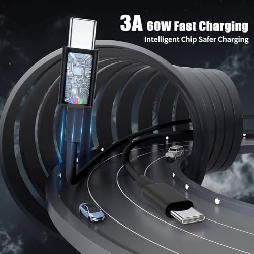 6-Foot USB C Cable for i Phone 15 – 3-Pack Durable Woven Fast Charging Solution for i Phone 16, Mac Book Pro, and Samsung Galaxy S23 Ultra – Optimal Length for Home, Office, and Travel Use – 60 W Power Delivery & High-Speed Data Transfer