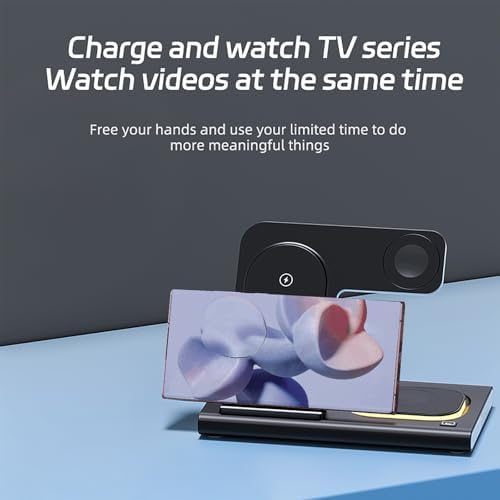 Ultimate 4-in-1 Fast Wireless Charger for Samsung Devices – Multi-Device Charging Station with LED Indicator, Portable Folding Dock for Galaxy S25, S24, S23, S22, Z Fold6, Z Flip6, Watch & Earbuds (Black) – Efficient & Sleek Design for Tech-Savvy Users
