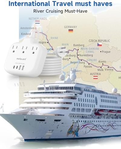 Ultimate Universal Travel Plug Adapter with PD30 W Fast Charging Hub – 3 Multi-Port Connectivity for International Travel, Featuring Dual USB-C & USB-A Outputs, 3 ft Extension Cord for Effortless Power in EU, US, UK, France & Spain – Perfect Solution for Global Adventurers Seeking Reliable Charging Options