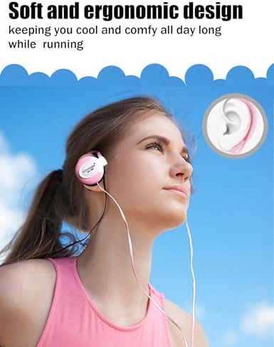 Vibrant Pink Over-Ear Kids Earbuds with Secure Earhooks – Perfectly Designed Audio Companion for Ages 3-8, Ideal for School, Home, and On-the-Go Listening with Universal 3.5 mm Compatibility for Phones and PCs