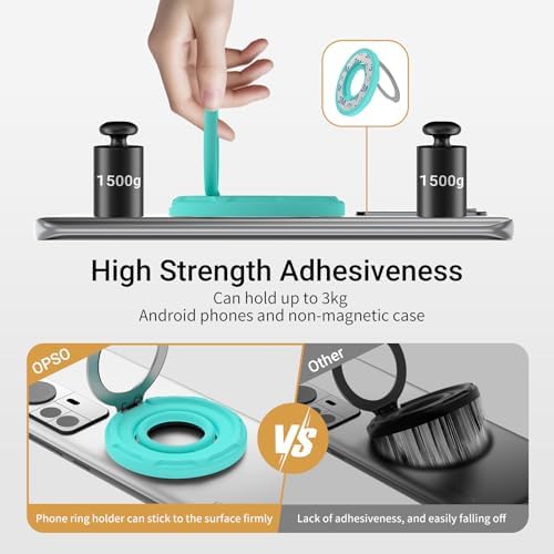 OPSO Magnetic Phone Ring Holder for Mag Safe – 360-Degree Rotating Silicone Finger Grip with Adjustable Kickstand Compatible with i Phone 16/15/14/13/12/Pro/Max & Samsung – Ultimate Hands-Free Essential for Enhanced Device Usability and Stylish Stability