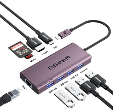 Unlock Seamless Connectivity with the QGee M 9-in-1 USB C Hub – The Ultimate Multi-Port Adapter for High-Speed Data Transfer, 4 K HDMI Output, and 100 W Power Delivery – Perfectly Compatible with Mac Book Pro, Air, i Pad, Dell, HP, Lenovo, and Chromebook – Compact, Stylish Blue Design for On-the-Go Professionals and Creatives