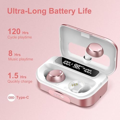 Experience Unmatched Audio Excellence with Lekaby Bluetooth 5.3 Wireless Earbuds – Superior Noise Cancellation, Deep Bass Enhancement, and LED Battery Indicator – IP7 Waterproof for Ultimate Durability – Seamless Compatibility with i OS & Android – Ideal for Music Enthusiasts and Dynamic Professionals