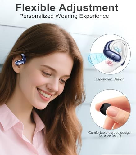 MOZOTER Wireless Sport Earbuds: Stylish Bluetooth Headphones with Enhanced Deep Bass, Secure Earhooks for Active Comfort, and Unmatched 60-Hour Battery Life – Ideal for Fitness, Meetings, and Everyday Use