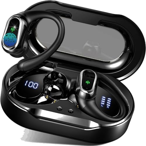 High-Performance Wireless Earbuds – 2025 Bluetooth 5.4 Headphones with Superior ENC Noise Canceling Mic, IP7 Waterproof Construction, Secure Fit Earhooks for Active Lifestyles, Dual LED Battery Indicator – Premium Sound Quality for Workouts and Outdoor Activities