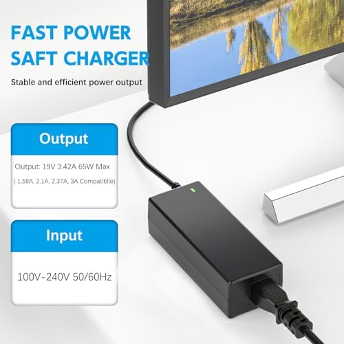 HP 65 W AC Adapter & Monitor Power Cord: Optimal Power Solution for 20″ to 27″ Displays – Enhance Performance with Durable, Lightweight Design for IPS LED Backlit Monitors – Essential Power Supply for Seamless Connectivity and Extended Monitor Lifespan
