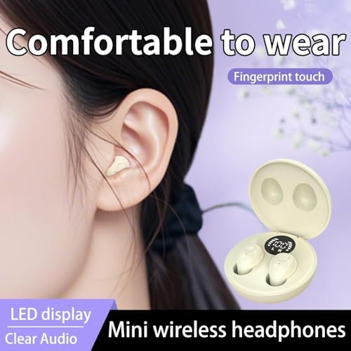 Invisible Mini Bluetooth Earbuds for Small Ear Canals – Ultimate Comfort with Noise Isolation for Work and Sleep – Lightweight Design, Fast Pairing & Superior Audio Quality for Discreet Listening Anywhere