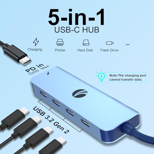 Unlock Ultimate Connectivity with the VCOM 10 Gbps USB C Hub: 5-Port Multiport Adapter Featuring 100 W Power Delivery for Lightning-Fast Charging and Data Transfer – Perfectly Designed for Mac Book Pro, Surface Pro, Dell, and HP Users – Ideal Portable Solution for Busy Professionals on the Move