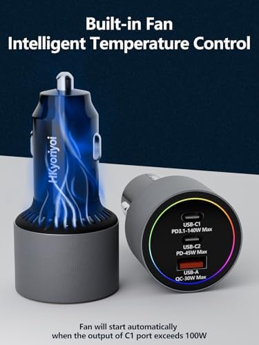 175 W Ultra-Fast Car Charger Adapter – Multi-Device Super Charging Hub for i Phone 16/15/14 Max, Samsung Galaxy S24/23/22, i Pad, Mac Book Pro/Air, and USB-C Laptops – Advanced PD3.1, 140 W Power Delivery, and Intelligent PPS Technology for Rapid Charging on the Go