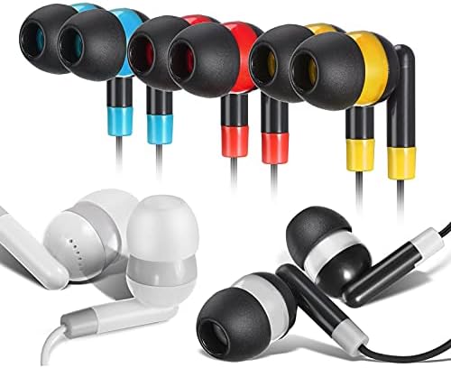 Colorful Disposable Earbuds Headphones 30-Pack for Classroom Use – Hygienic Multi-Color Earphones for Kids, Compatible with Computers, Laptops & i Pads – Lightweight & Convenient Audio Solution for Students