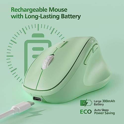 Revolutionize Your Workspace with the Green Ergonomic Wireless Mouse – Superior Vertical Design for Ultimate Comfort, Silent Clicks for Distraction-Free Focus, Long-Lasting Battery Life Powered by 1 AA Battery, Precision Control Up to 1600 DPI with USB Receiver Compatibility for PCs, Laptops, and Desktops